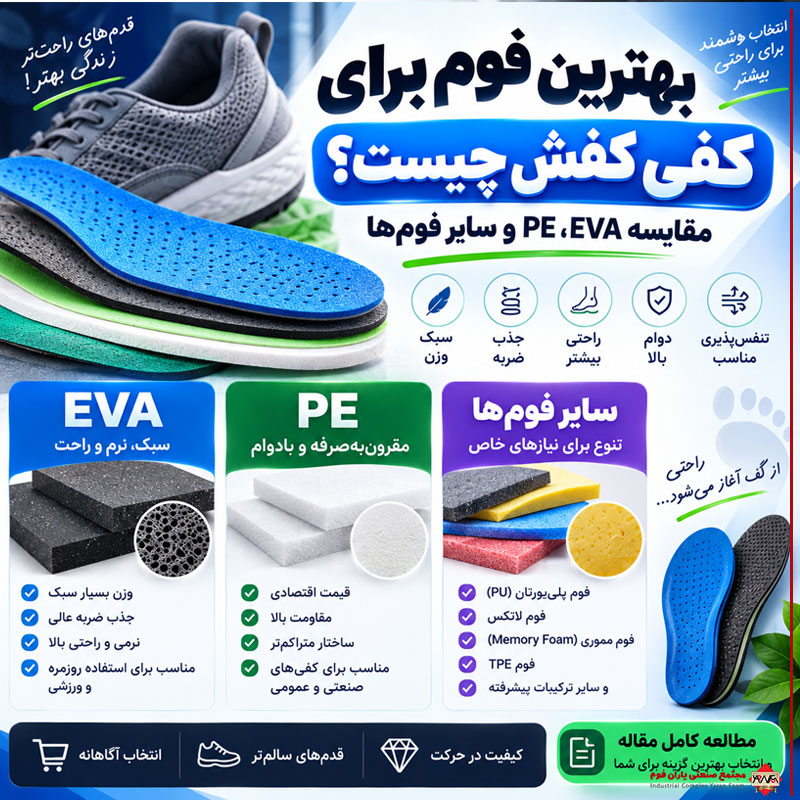 بهترین فوم برای کفی کفش چیست؟ مقایسه EVA، PE و سایر فوم‌ها