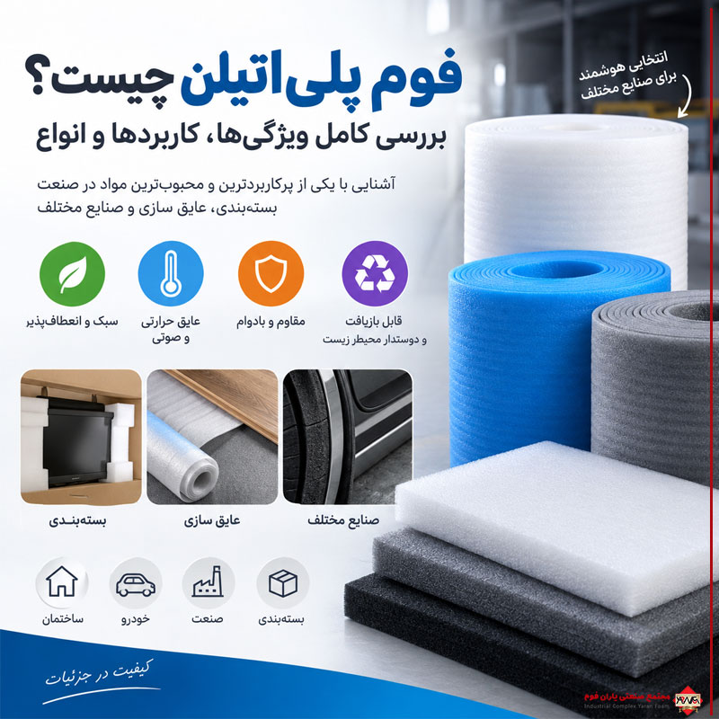 فوم پلی‌اتیلن چیست؟ بررسی کامل ویژگی‌ها، کاربردها و انواع